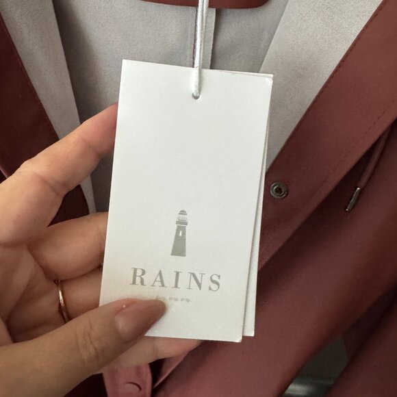 RAINS Raincoat Curve Long Belted Jacket  Maroon - Picture 8 of 14